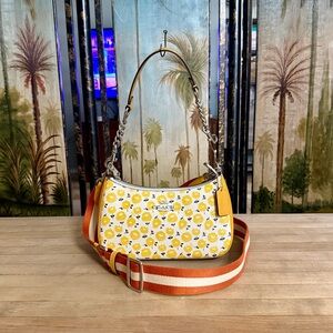Coach Teri Shoulder Bag with Floral Print in Silver Chalk Buttercup Multi